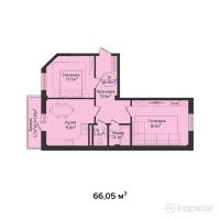 ЖК Атамекен — 2-ком 66,1 м² (от 28 929 900 тг)