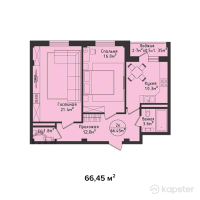 ЖК Атамекен — 2-ком 66,5 м² (от 29 105 100 тг)