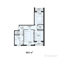ЖК Атамекен — 3-ком 80,1 м² (от 35 083 800 тг)