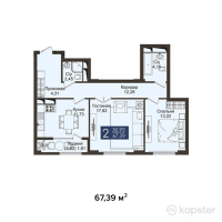 ЖК JM Towers — 2-ком 67,4 м² (от 38 412 300 тг)