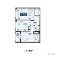 ЖК JM Towers — 2-ком 73,4 м² (от 41 855 100 тг)