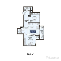 ЖК JM Towers — 2-ком 78,1 м² (от 44 517 000 тг)