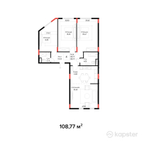 ЖК Brooklyn — 4-ком 108,8 м² (от 57 104 250 тг)