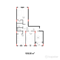 ЖК Brooklyn — 3-ком 109,2 м² (от 57 319 500 тг)