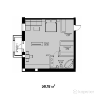 ЖК Французский квартал — 1-ком 59,2 м² (от 26 631 000 тг)
