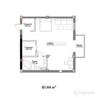 ЖК Французский квартал — 1-ком 61,6 м² (от 27 738 000 тг)