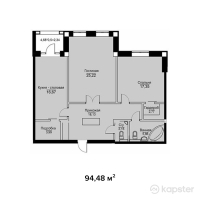 ЖК Французский квартал — 2-ком 94,5 м² (от 42 516 000 тг)