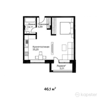 ЖК Английский квартал — 1-ком 46,1 м² (от 18 440 000 тг)