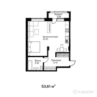 ЖК Английский квартал — 1-ком 53,6 м² (от 21 444 000 тг)