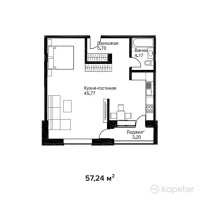 ЖК Английский квартал — 1-ком 57,2 м² (от 22 896 000 тг)
