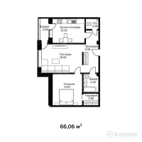 ЖК Английский квартал — 2-ком 66,1 м² (от 26 424 000 тг)