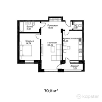 ЖК Английский квартал — 2-ком 70,1 м² (от 28 044 000 тг)