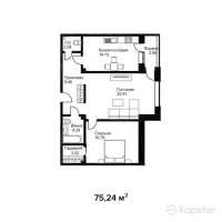 ЖК Английский квартал — 2-ком 75,2 м² (от 30 096 000 тг)