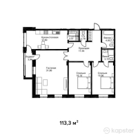 ЖК Английский квартал — 3-ком 113,3 м² (от 45 320 000 тг)