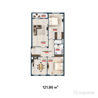 ЖК Avant-Garde — 3-ком 121,9 м² (от 34 730 100 тг)