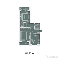 ЖК Guriev — 2-ком 84,3 м² (от 32 463 200 тг)