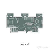 ЖК Guriev — 2-ком 89,1 м² (от 34 299 650 тг)