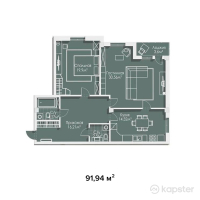 ЖК Guriev — 2-ком 91,9 м² (от 35 396 900 тг)
