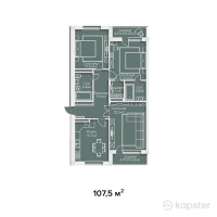 ЖК Guriev — 3-ком 107,5 м² (от 41 387 500 тг)