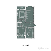 ЖК Guriev — 3-ком 111,3 м² (от 42 838 950 тг)