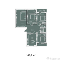 ЖК Guriev — 4-ком 143,9 м² (от 55 401 500 тг)