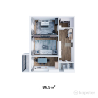 ЖК Riverside Residents — 2-ком 86,5 м² (от 33 735 000 тг)