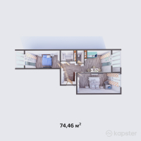 ЖК ABAI CITY — 2-ком 74,5 м² (от 27 550 200 тг)