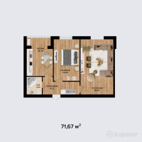 ЖК Aliya — 2-ком 71,7 м² (от 17 200 800 тг)