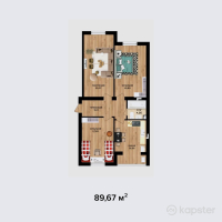 ЖК Aliya — 3-ком 89,7 м² (от 21 520 800 тг)