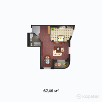 ЖК Арайлы — 1-ком 67,5 м² (от 17 539 600 тг)