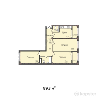 ЖК Sultan Beybarys — 3-ком 89,8 м² (от 35 022 000 тг)