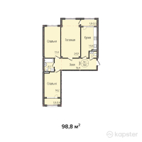 ЖК Sultan Beybarys — 3-ком 98,8 м² (от 38 532 000 тг)