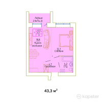 ЖК Sunqar — 1-ком 43,3 м² (от 10 175 500 тг)