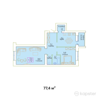 ЖК Sunqar — 2-ком 77,4 м² (от 18 189 000 тг)