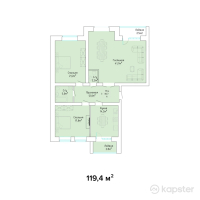 ЖК Sunqar — 3-ком 119,4 м² (от 28 059 000 тг)
