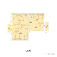 ЖК Sunqar — 4-ком 121 м² (от 28 435 000 тг)