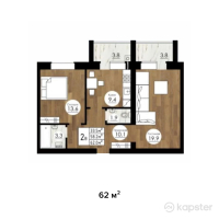 ЖК Жангали — 2-ком 62 м² (от 13 640 000 тг)