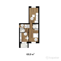 ЖК Жангали — 2-ком 69,9 м² (от 15 378 000 тг)