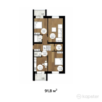 ЖК Жангали — 3-ком 91,8 м² (от 20 196 000 тг)