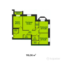 ЖК Green Park 2 — 3-ком 116,1 м² (от 25 533 500 тг)
