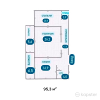 ЖК Ак Желкен — 2-ком 95,3 м² (от 24 778 000 тг)