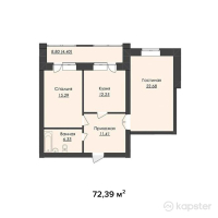 ЖК Zere — 2-ком 72,4 м² (от 18 821 400 тг)