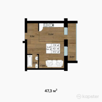 ЖК Zura — 1-ком 47,3 м² (от 13 717 000 тг)