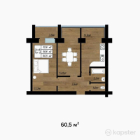 ЖК Zura — 2-ком 60,5 м² (от 17 545 000 тг)