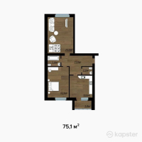 ЖК Zura — 2-ком 75,1 м² (от 21 779 000 тг)