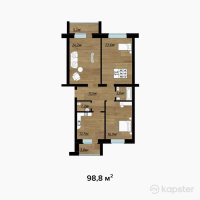 ЖК Zura — 3-ком 98,8 м² (от 28 652 000 тг)