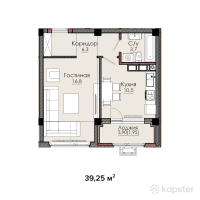ЖК Crystal — 1-ком 39,3 м² (от 14 718 900 тг)
