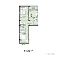ЖК Crystal — 2-ком 65,2 м² (от 24 457 600 тг)