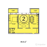 ЖК Чистое небо — 2-ком 81,5 м² (от 38 305 000 тг)