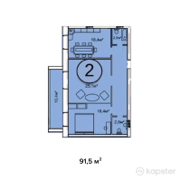 ЖК Чистое небо — 2-ком 91,5 м² (от 43 005 000 тг)